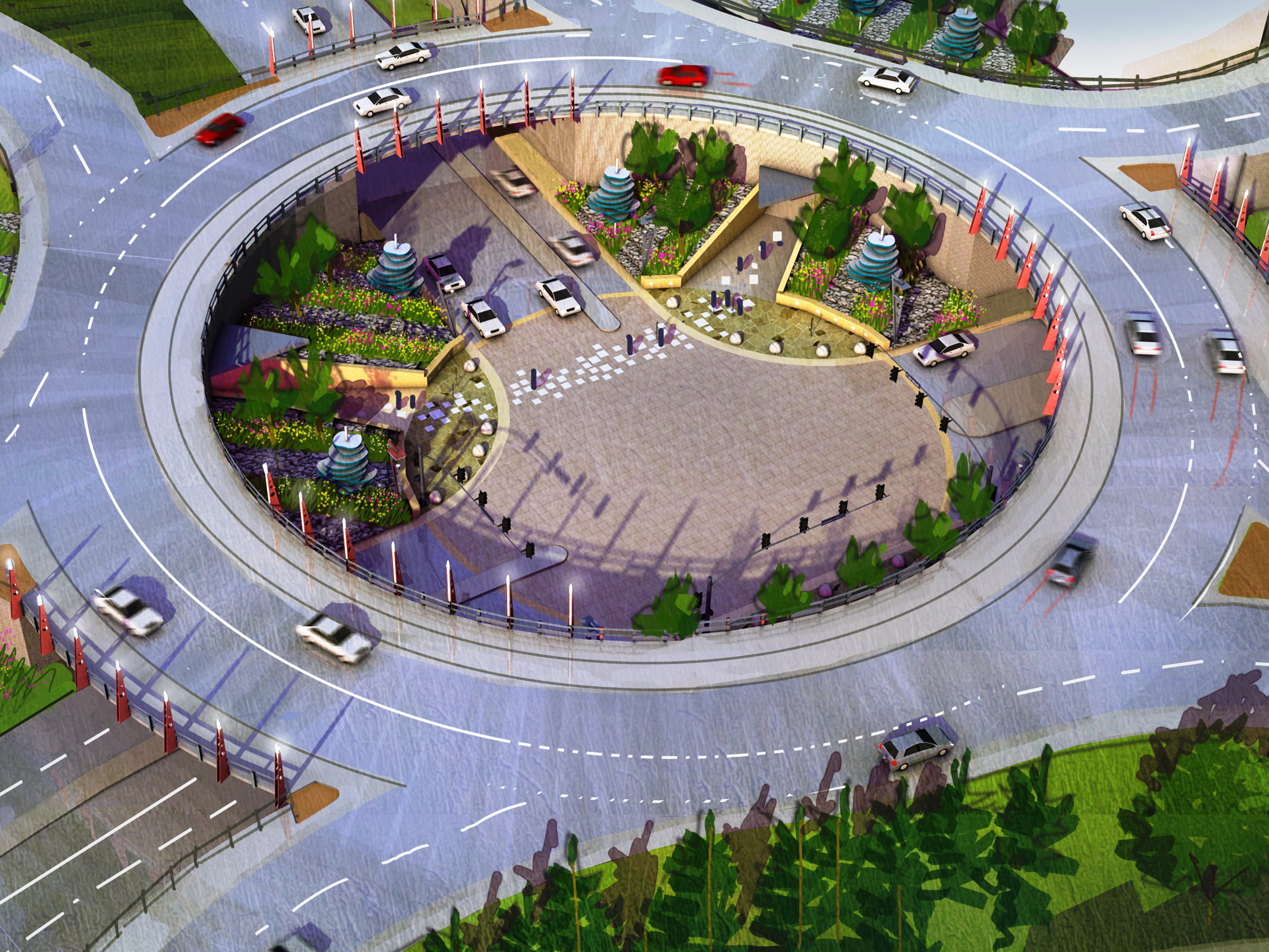 Найди круговое. Roundabout. Благоустройство кругового движения. Roundabout дорога. Круговое движение сверху.